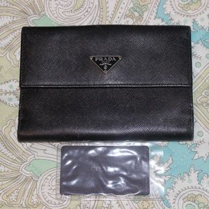 PRADA BAULETTO SPAZZOLATO WALLET WITH CARD